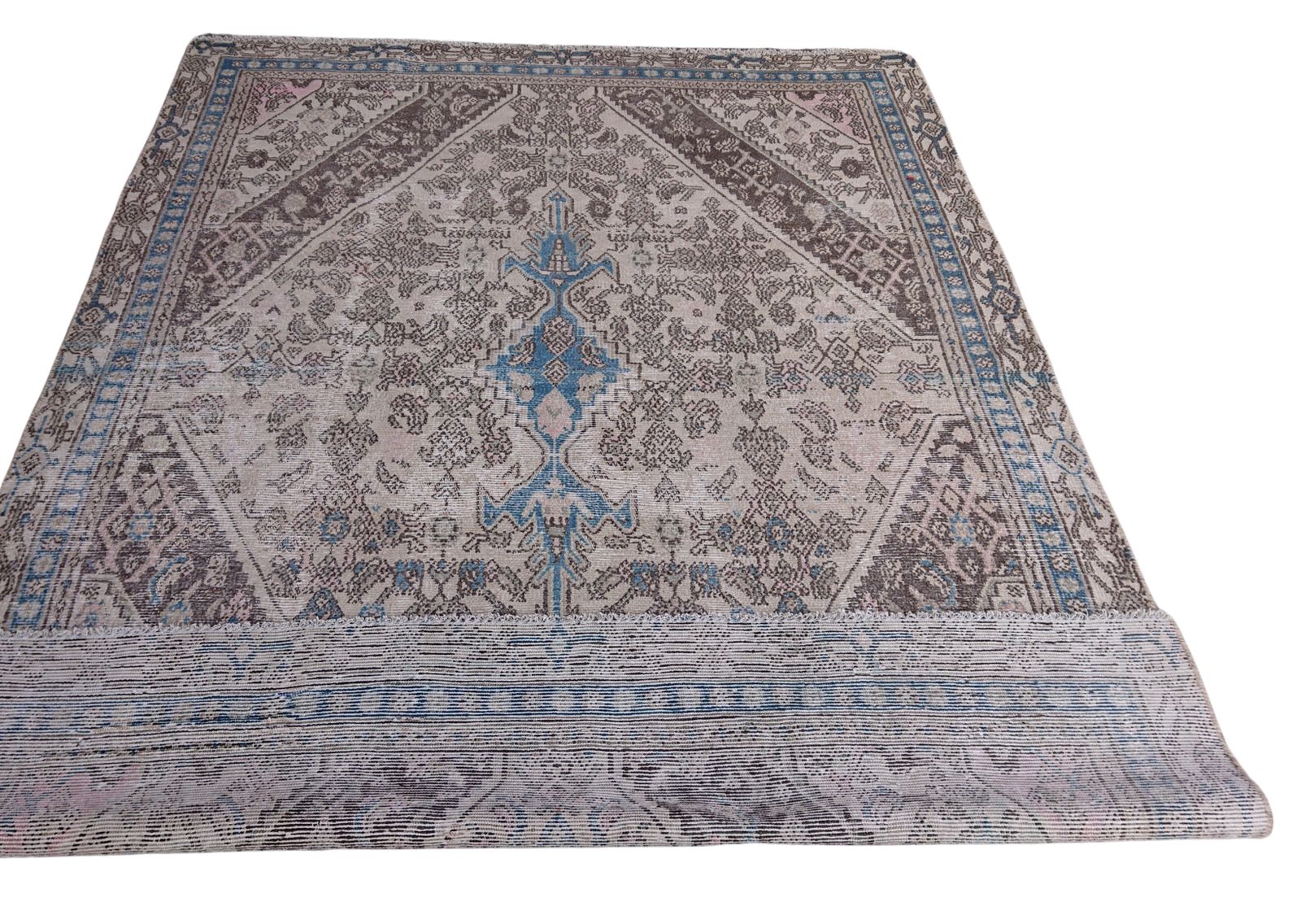 Vintage Turkish Floral Hand Knotted Medallion Wool Area Rug 178 X 239 Cm photo for sale