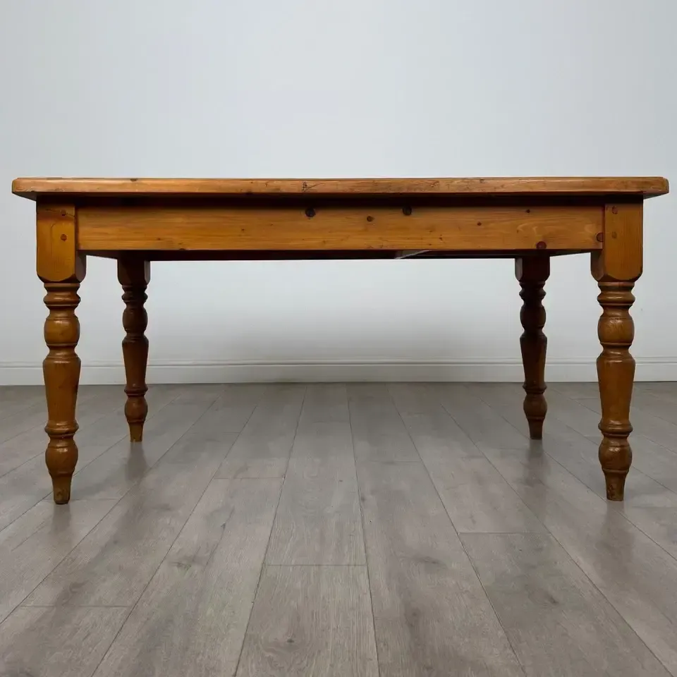 Antique 20th Century Pine Farmhouse Dining Table photo vinterior