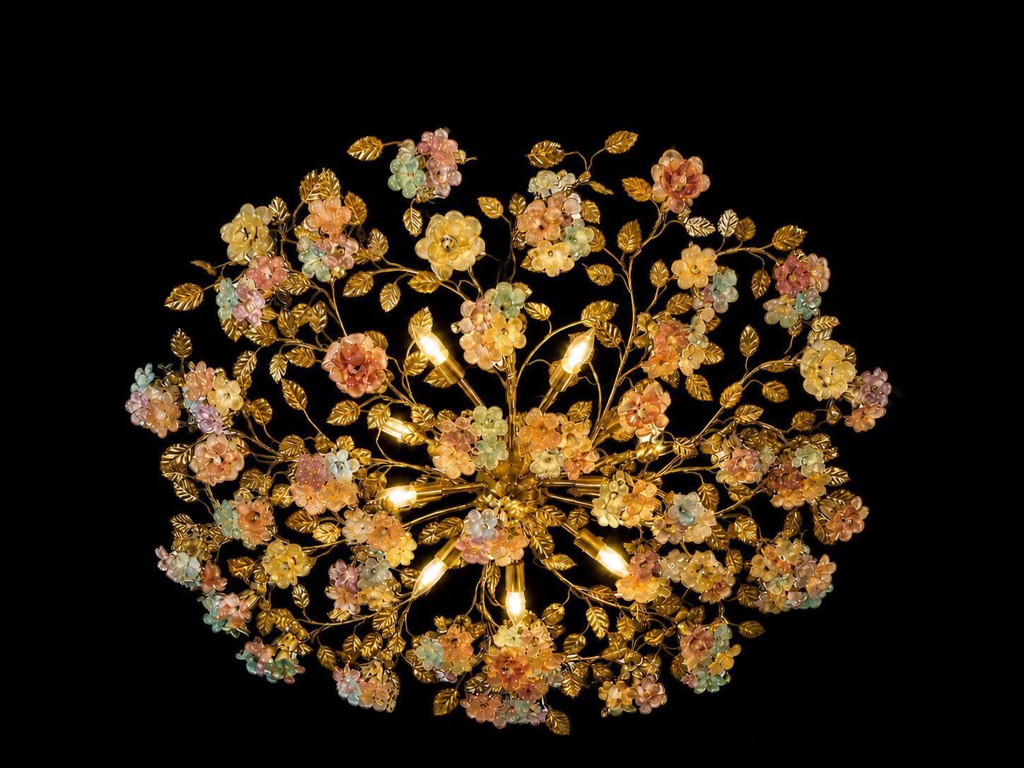 Pink Floreal Murano Chandelier, 1980's photo furniture