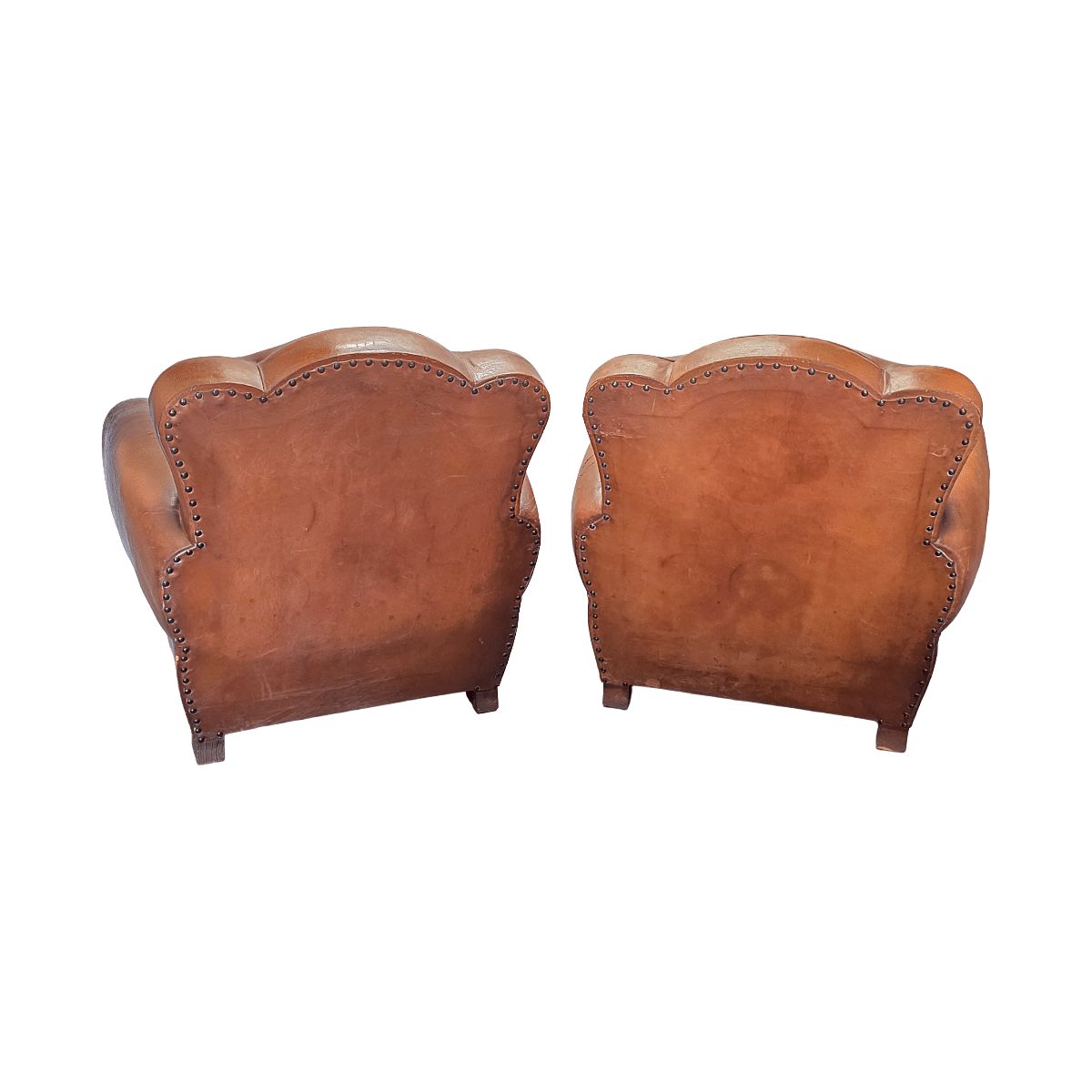 French Art Deco Style Leather Club Armchairs, 1950/60s photo 1495.0