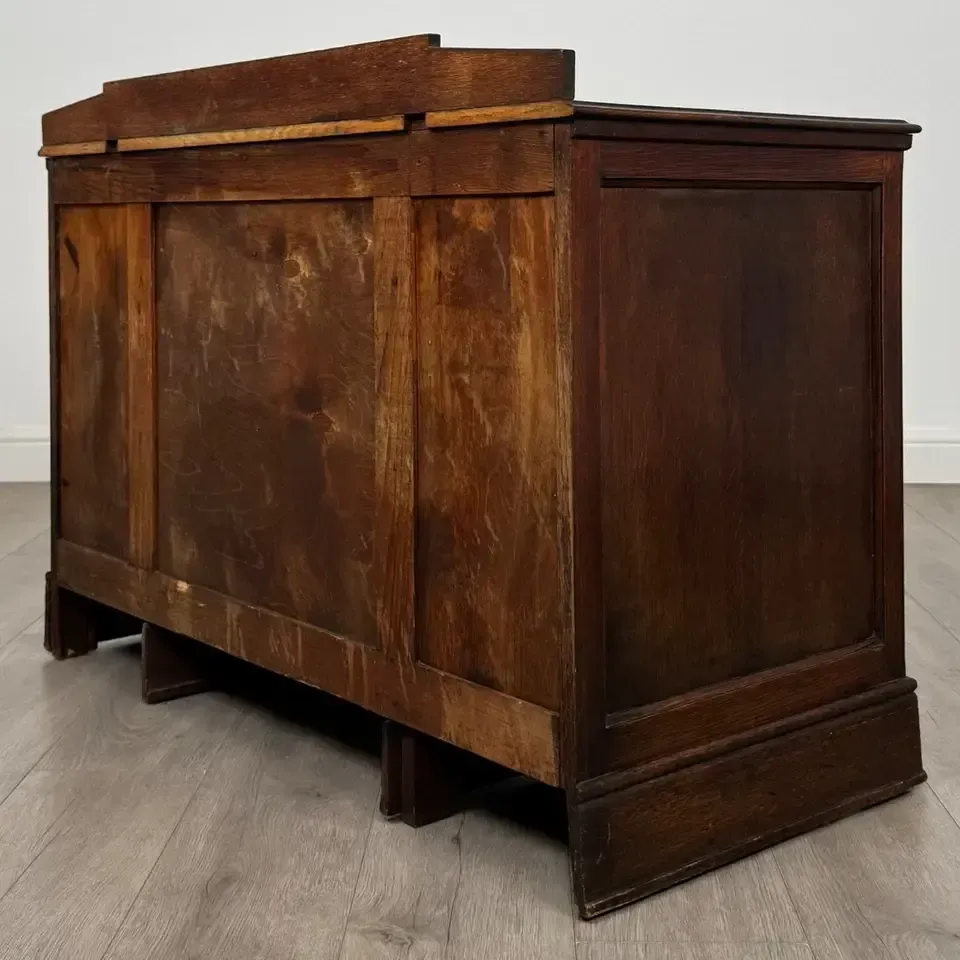 Antique 20th Century Carved Edwardian Desk In Oak photo vinterior