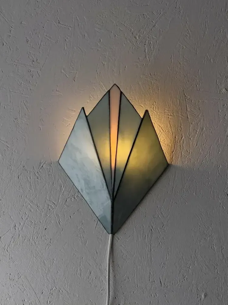 Vintage Stained Glass Wall Lamp From The 1970s photo for sale