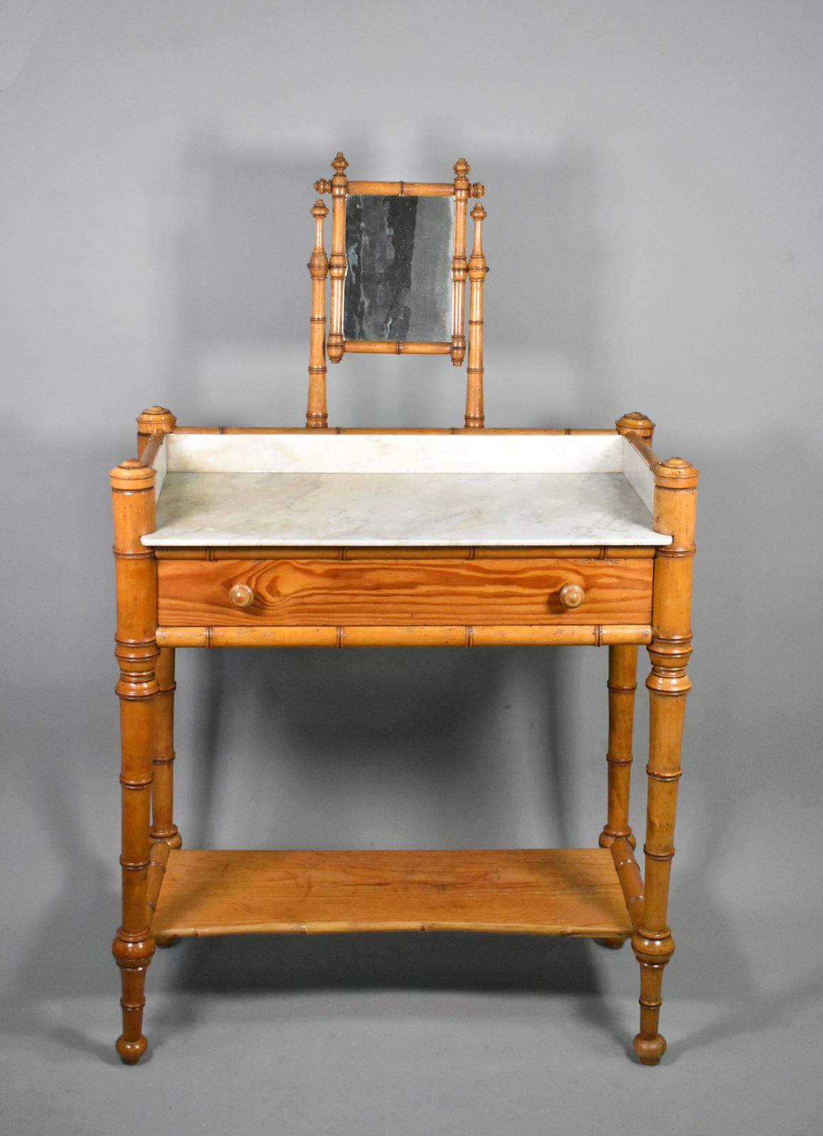 Antique French Faux Bamboo Washstand   Napoleon III Style