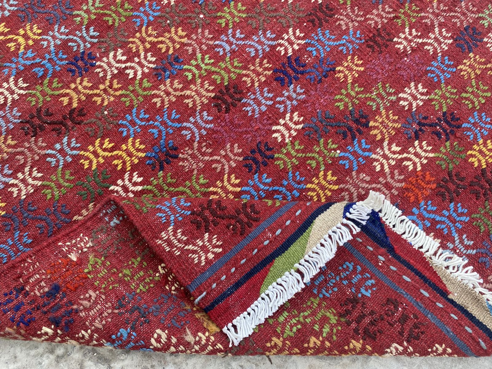 Afghan Geometric Soumak Tribal Small Area Rug photo 152.0