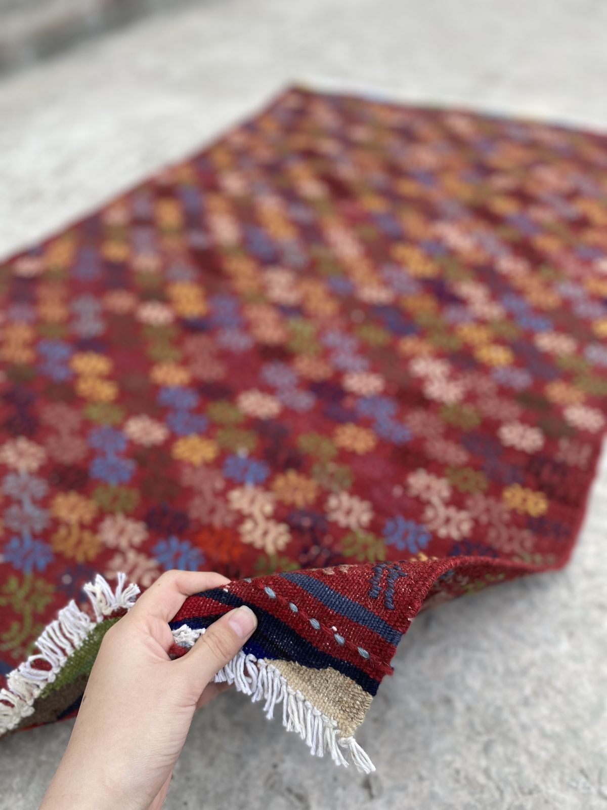 Afghan Geometric Soumak Tribal Small Area Rug photo vinterior