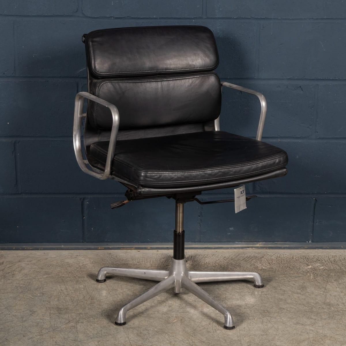 Vintage 20thc Ea217 Chair In Black Leather By Charles & Ray Eames For Icf photo buy