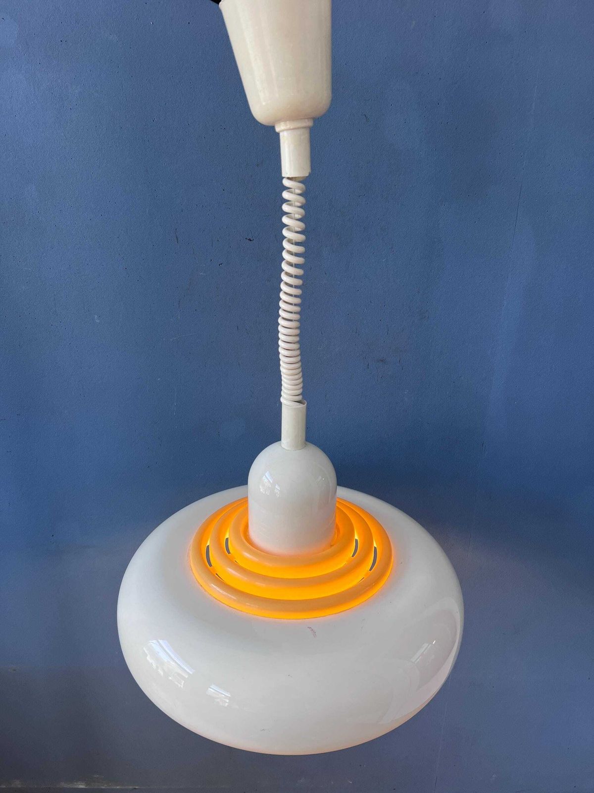 Mid Century Beige Ufo Hanging Lamp By Knud Christensen photo furniture