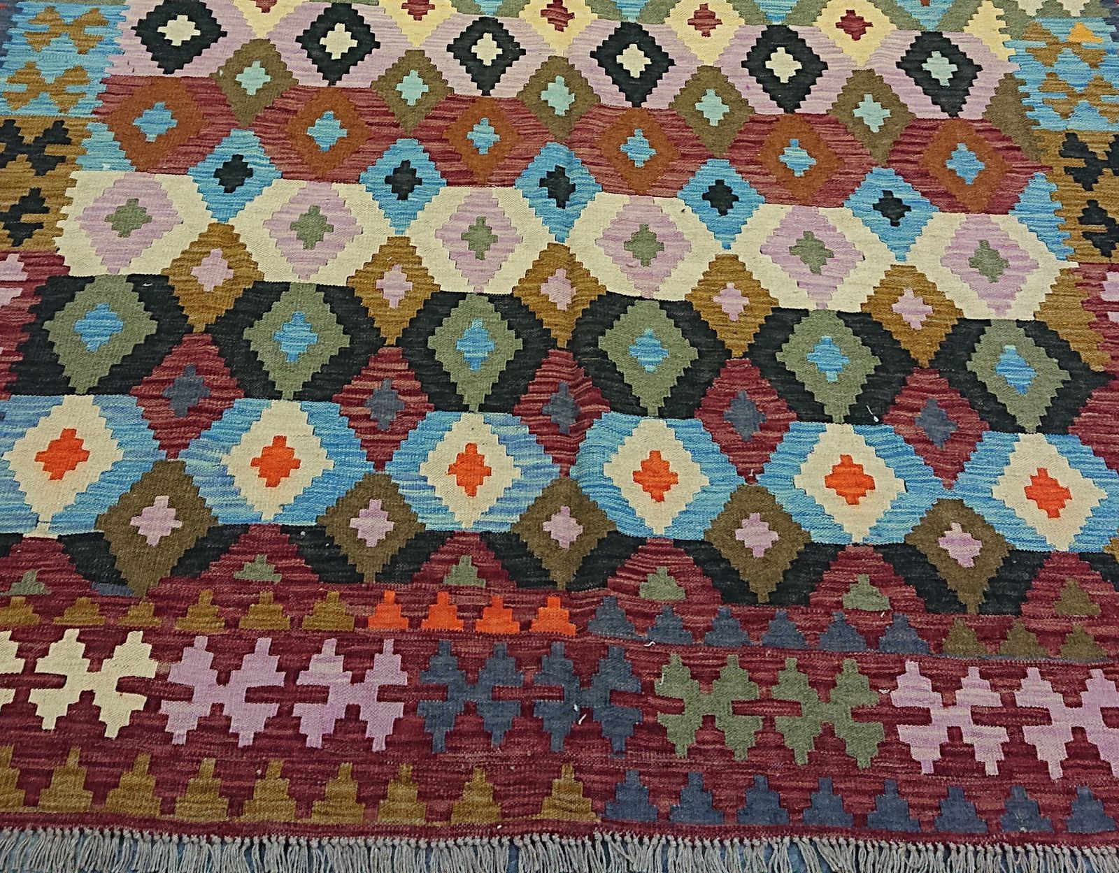 Handwoven Afghan Kilim Flatweave Multicolor Geometric Rug photo buy