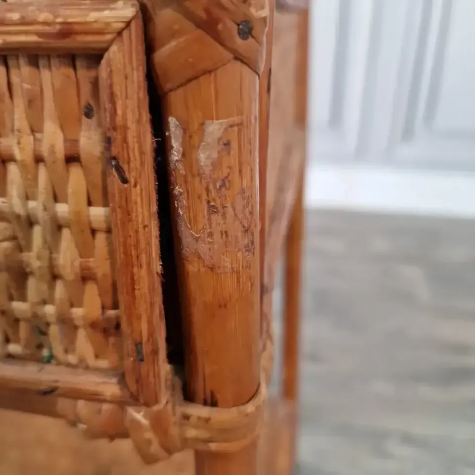 70.0 Vintage Wicker Bedside Table Cabinet Rattan Side Stand With Drawer  Retro Boho photo