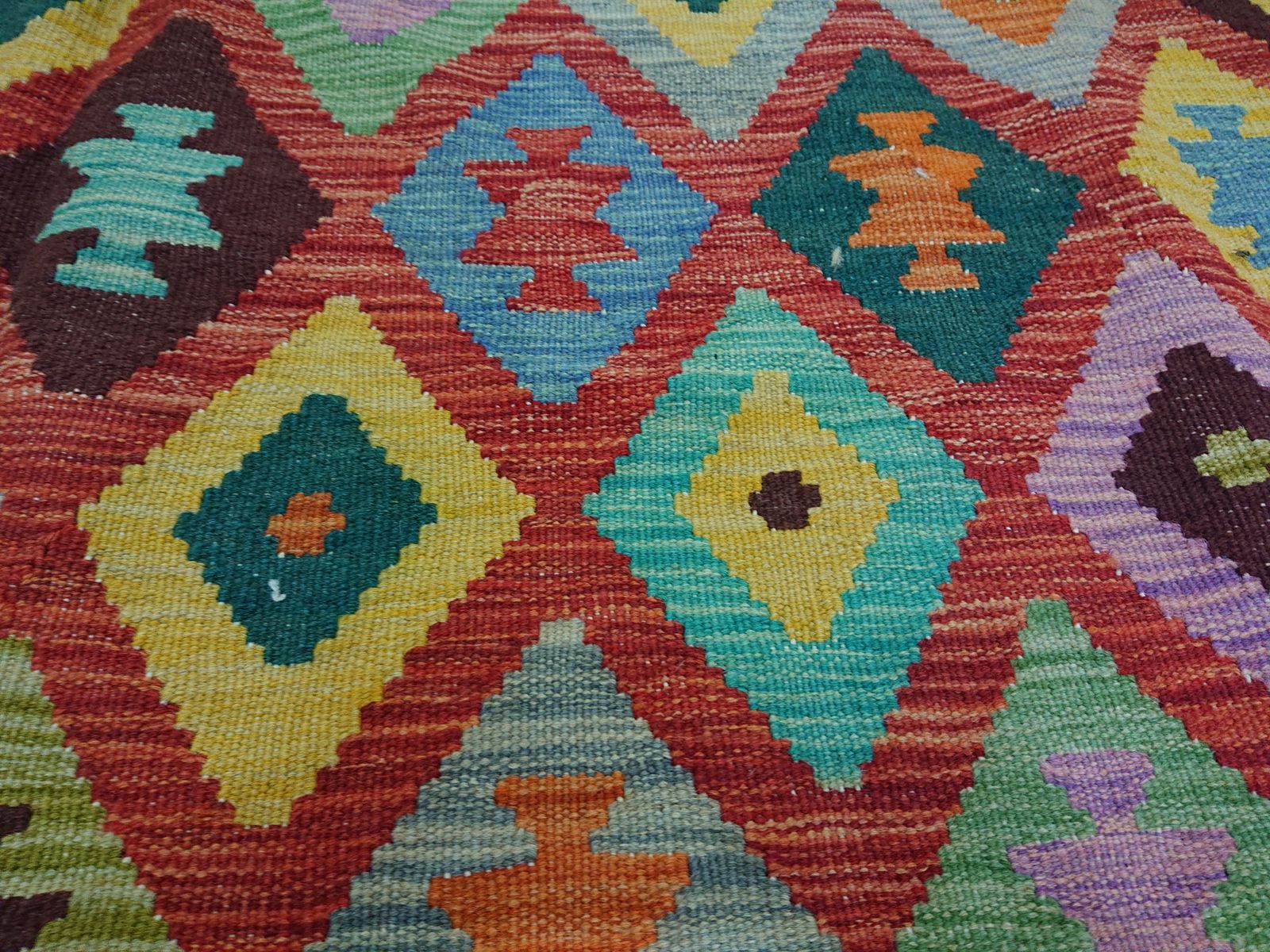 Handgeweven Kilim Flatweave Oranje Tribal Vloerkleed photo Textiel