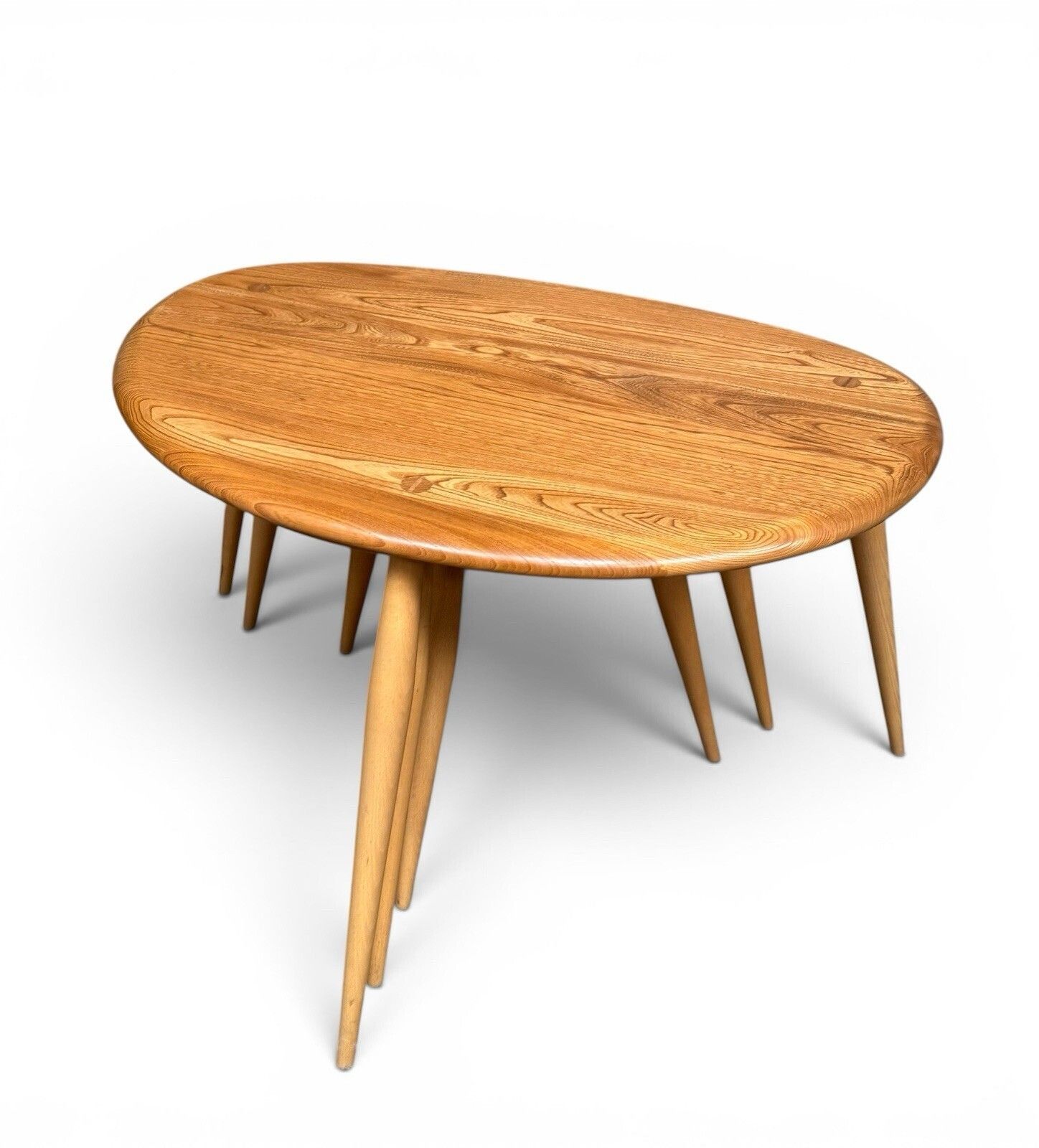 Ercol Solid Elm And Beech Blonde Nest Of Tables Pebble Nest Superior Quality photo for sale
