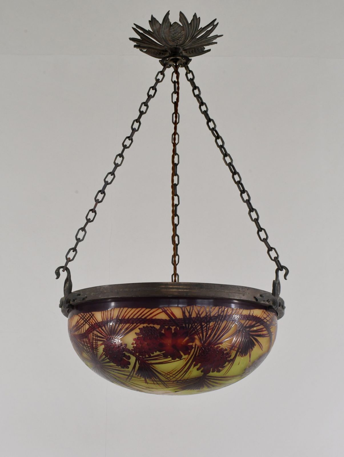 Franse art deco cameo hanglamp van Gallé, jaren 1920, Frankrijk photo for sale