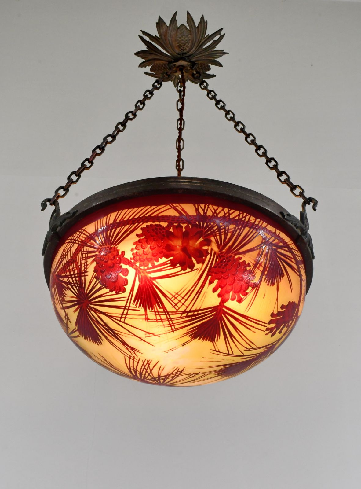 French Art Deco Cameo Pendant Light By Gallé 1920s France photo furniture