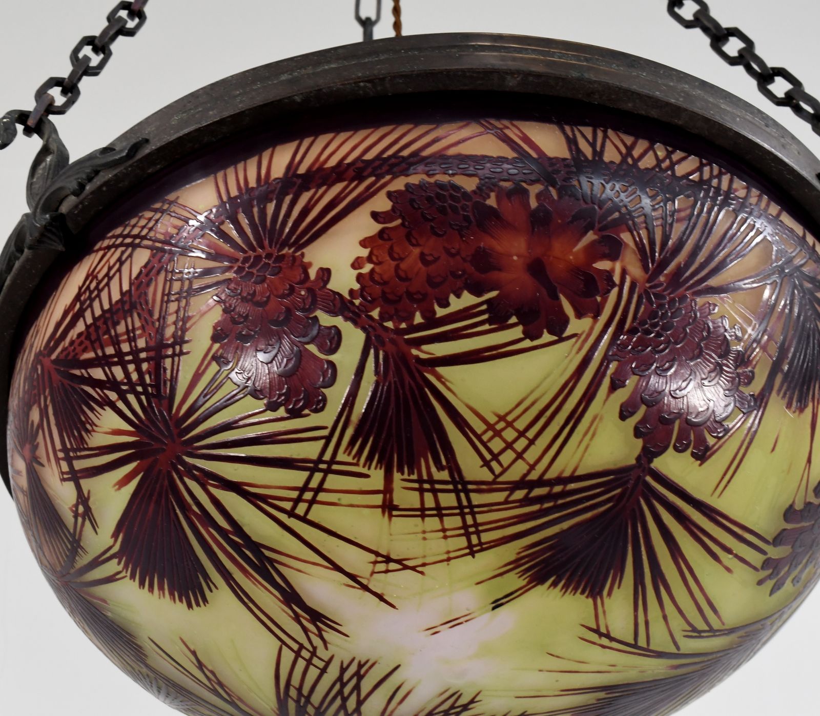 Franse art deco cameo hanglamp van Gallé, jaren 1920, Frankrijk photo buy