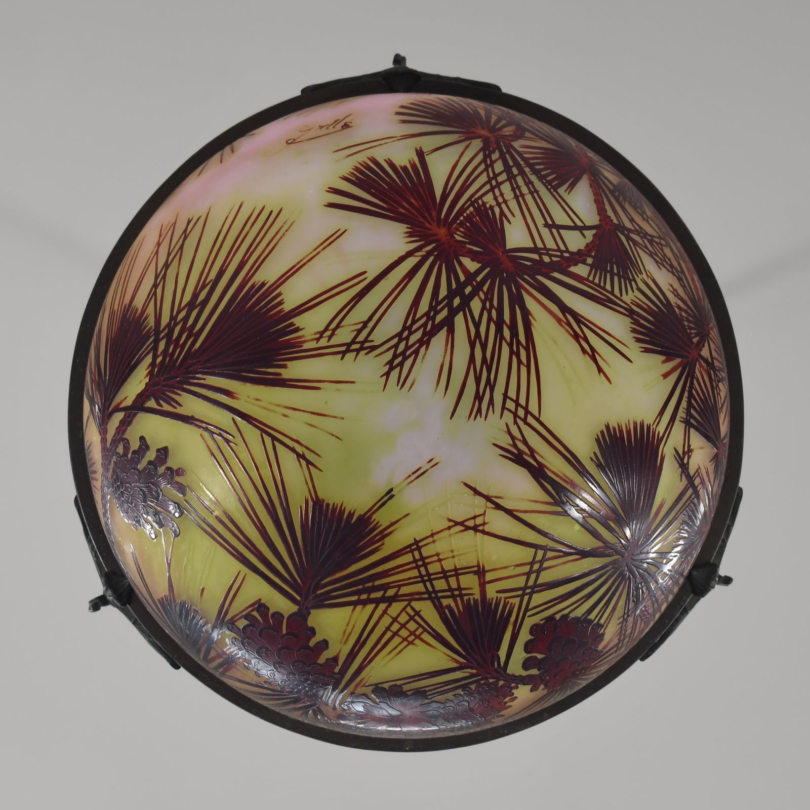 photo for sale French Art Deco Cameo Pendant Light By Gallé 1920s France