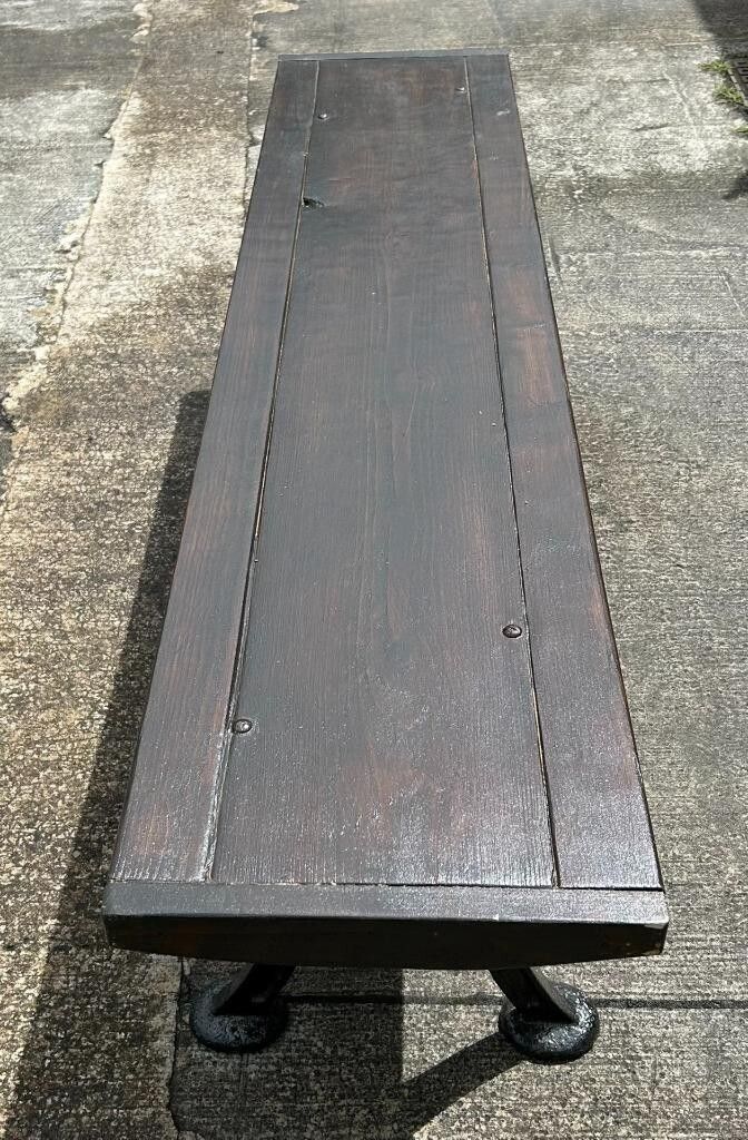 photo furniture Antique Refurbished John Heywood Of Manchester Cast Iron Base Tram Railway Bench