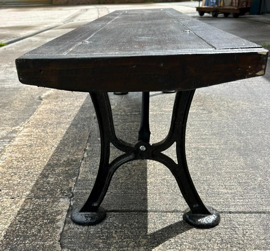 photo buy Antique Refurbished John Heywood Of Manchester Cast Iron Base Tram Railway Bench