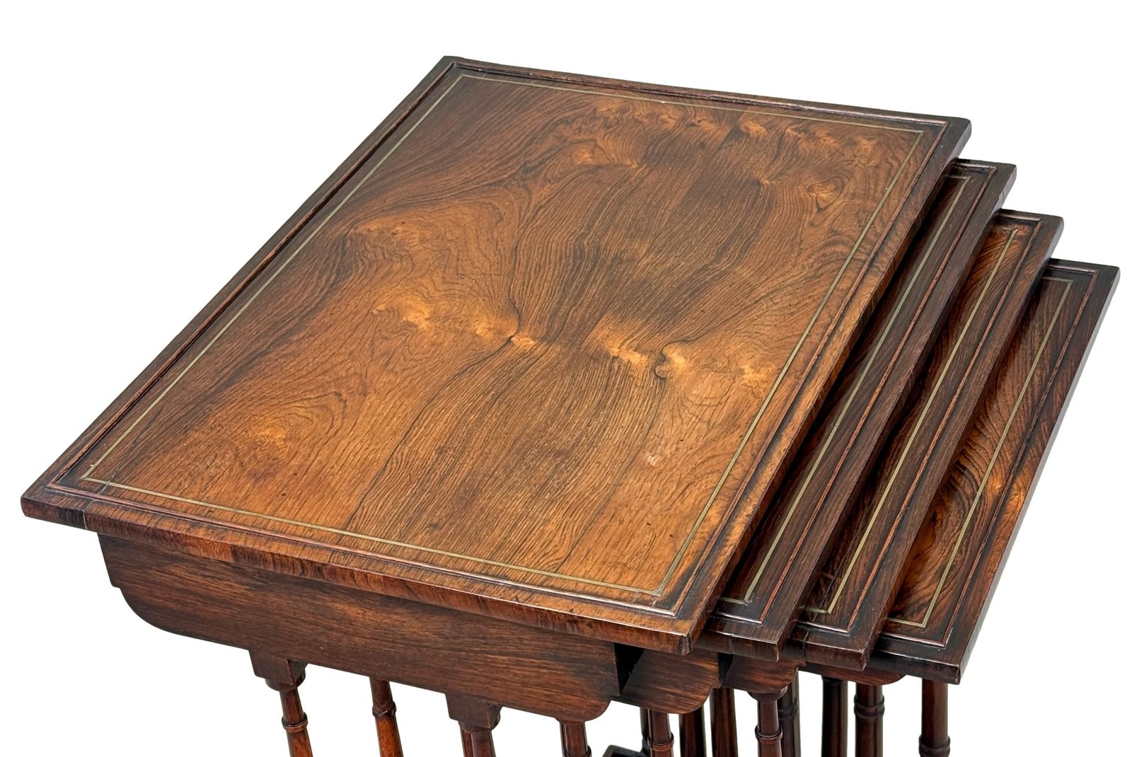 Hoogwaardige Regency Rozenhout Quartetto Nesttafels, Set van Vier (Engeland, ca. 1825) photo for sale