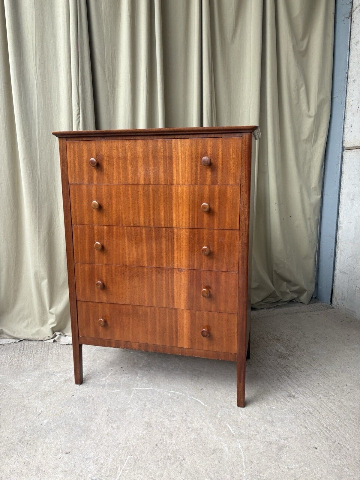 Vtg Mid Century Chest Of Drawers Tallboy Retro Scandi Danish R1200 photo for sale