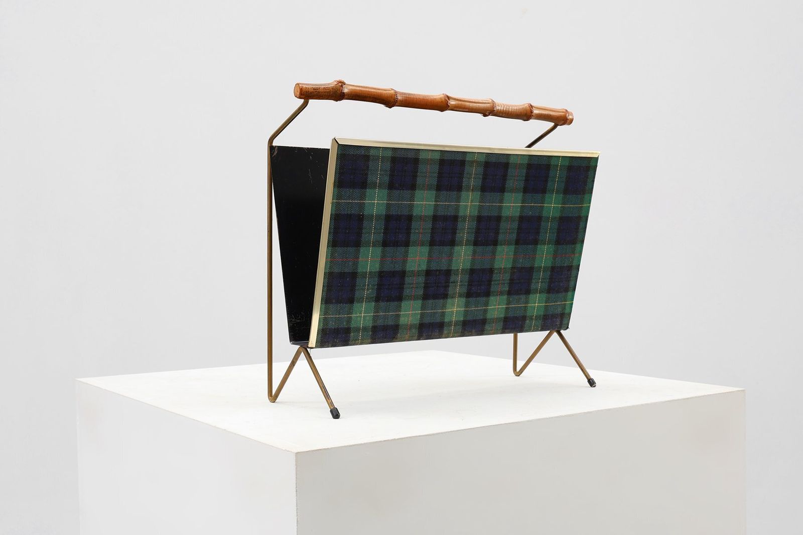 photo for sale Mid Century Modern Magazine Holder With Bamboo Handle, Belgium, 1960s.