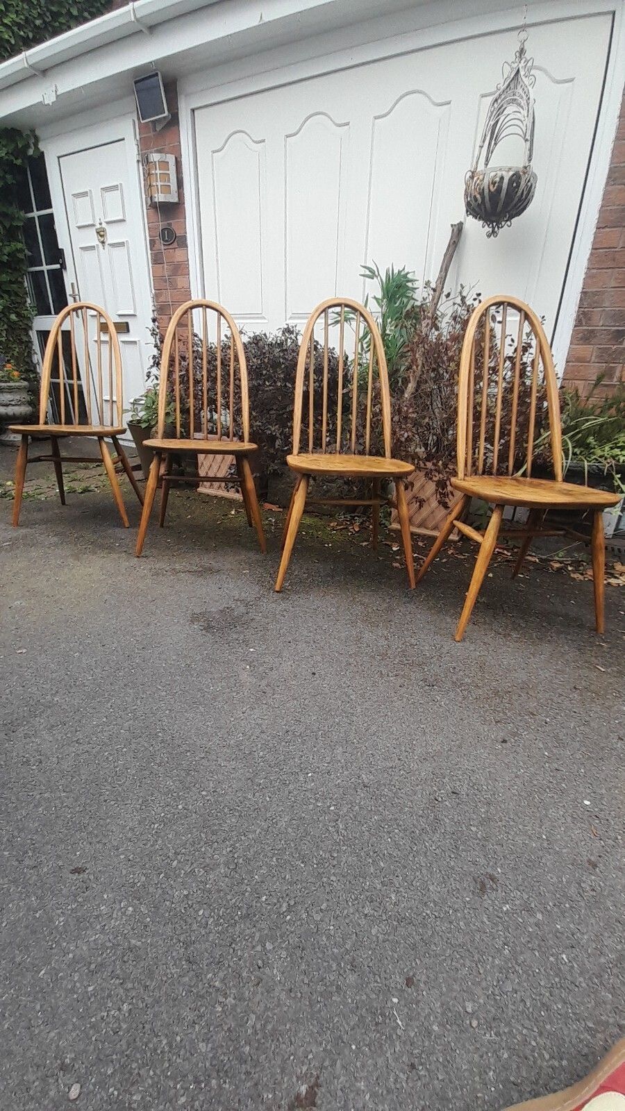 Vintage Ercol Quaker Spindleback Dining Chairs (Set Of 4) Light Oak Colour