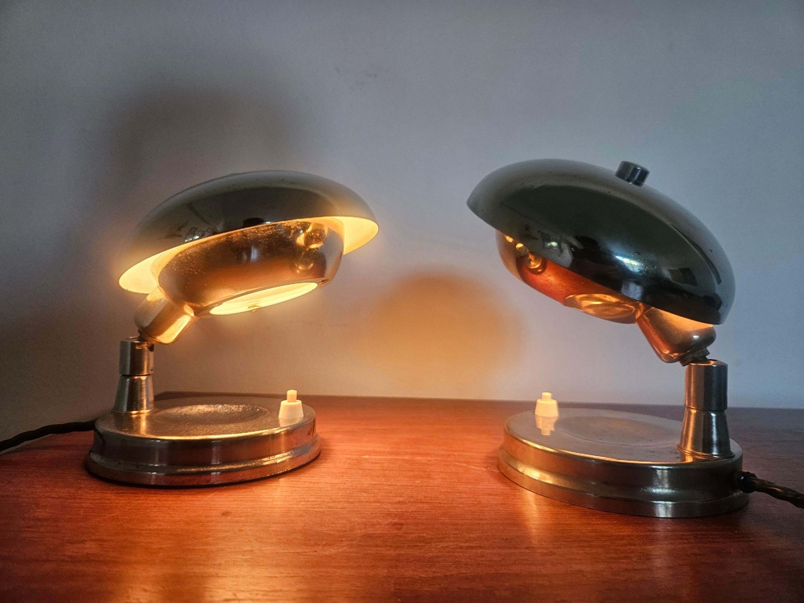 1522.0 Paar zeer zeldzame Bauhaus chromen tafellampen, Art Deco, Franta Anyz, jaren 1930 photo