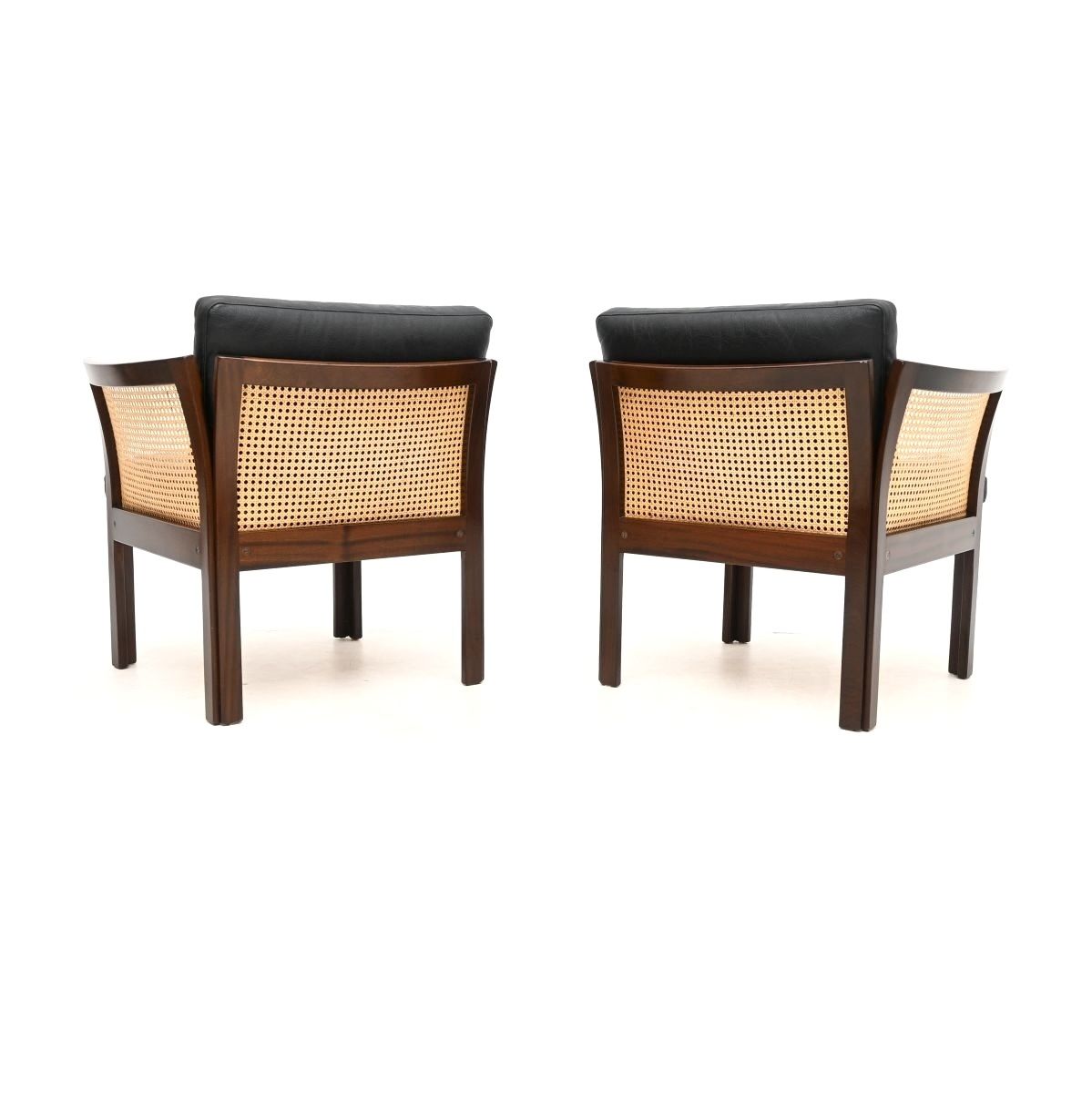 Pair Of Vintage Danish Mahogany And Leather Armchairs By Illum Wikkelso. photo Furniture