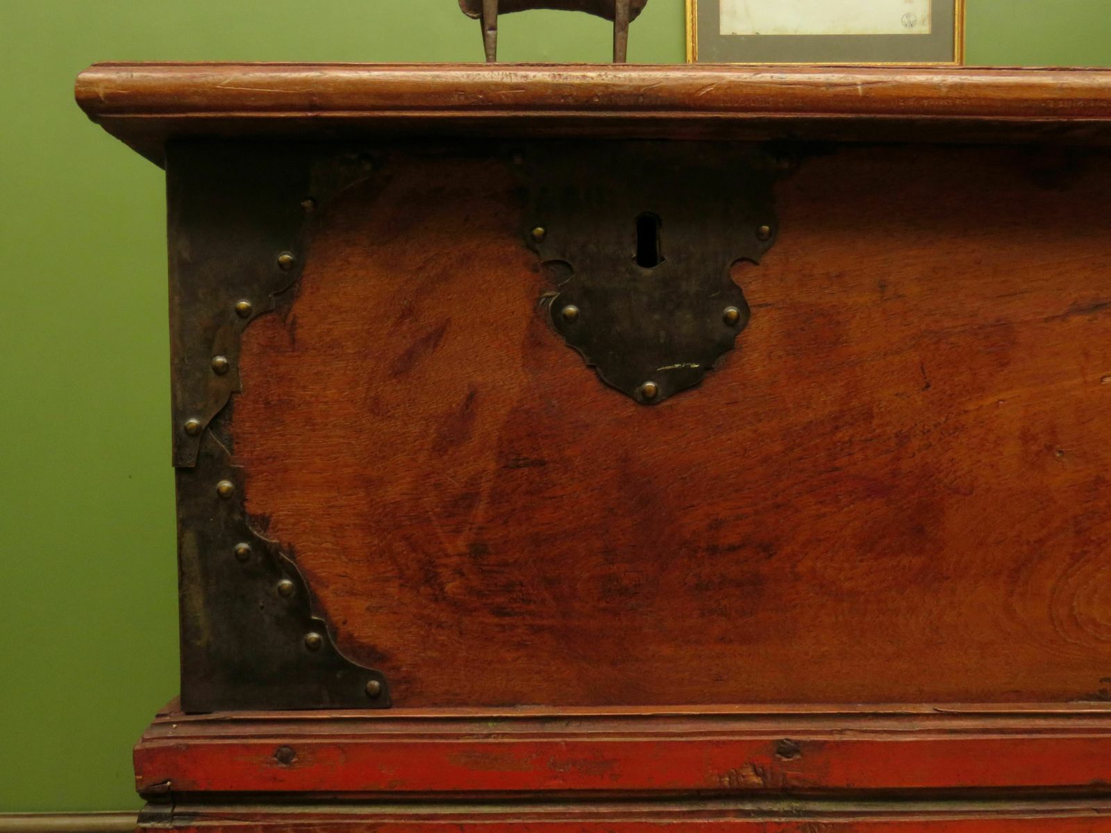 Furniture Large Antique Indonesian Marriage Dowry Chest On Wheels photo
