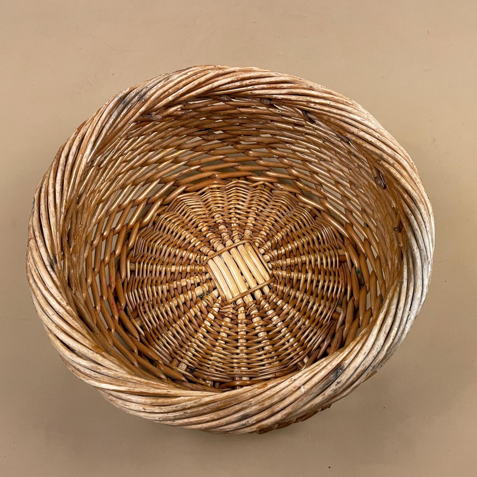 Vintage Wicker Blanket Basket Willow Storage Basket Rustic Farmhouse Decor photo vintage