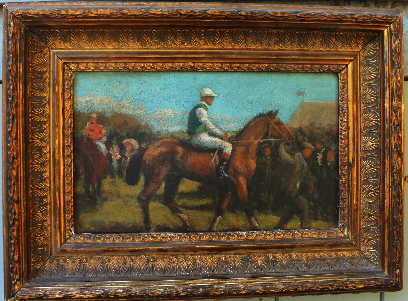 Antique Race Horse Study Oil On Artist Board Manner Of Alfred Munnings