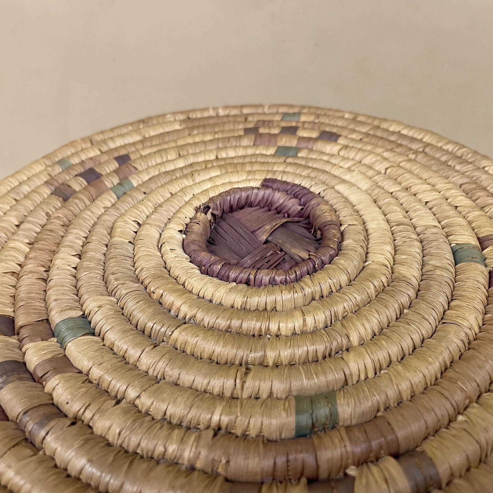 Vintage African Lidded Basket Grass Storage Basket Handmade Round Boho With Lid photo 55.0