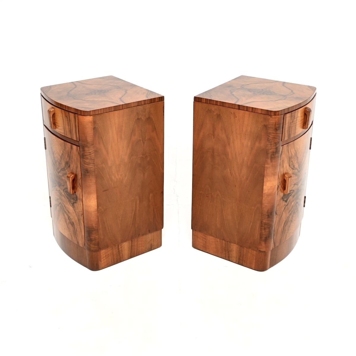 photo furniture Pair Of Art Deco Walnut Bedside Cabinets.