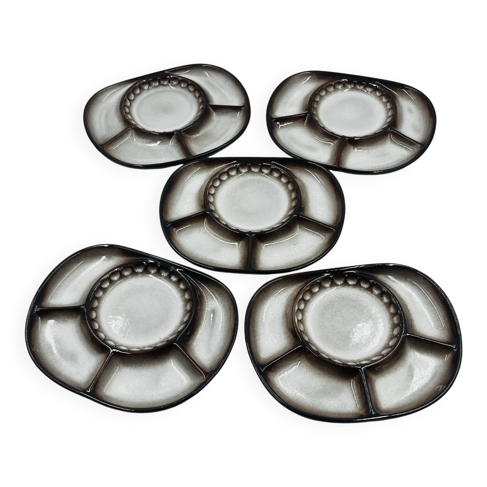 Set Of 5 Compartmentalised Plates By Steuler Attributed To Cari Zalloni.