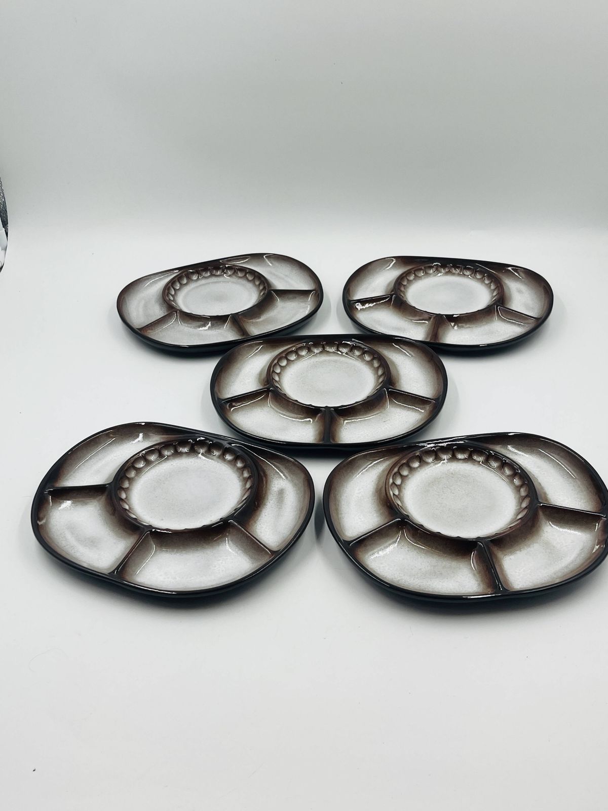 photo for sale Set Of 5 Compartmentalised Plates By Steuler Attributed To Cari Zalloni.