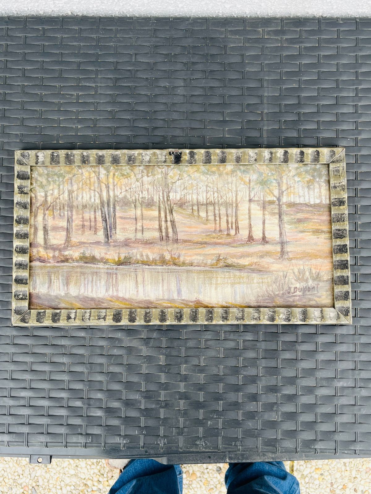 Belgian Watercolour Pond In The Forest Near Chevetogne Signed J. Dupont photo buy