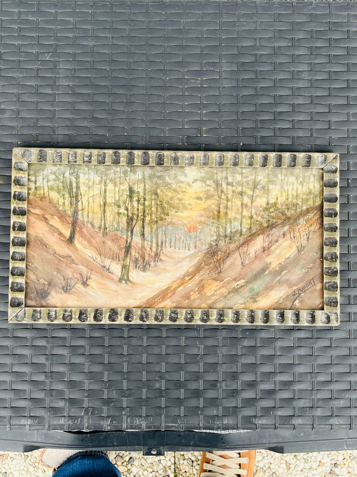 photo for sale Belgische aquarel – Zonsondergang in Houffalize, gesigneerd J. Dupont
