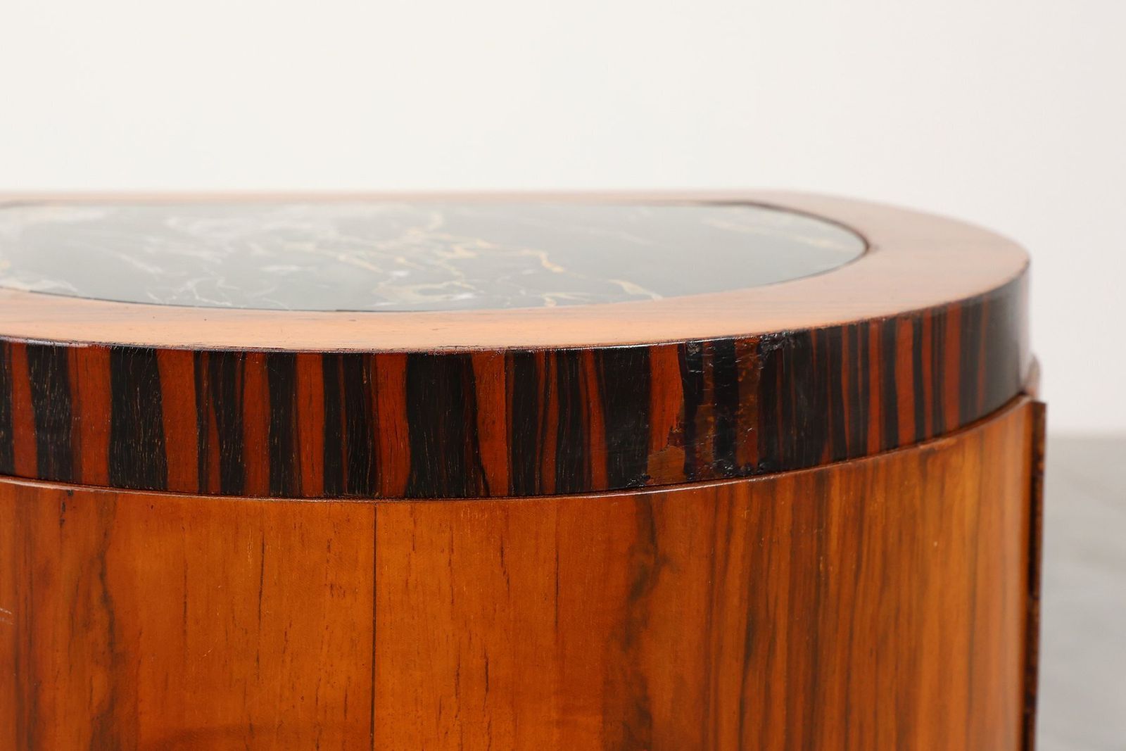 Furniture Art Deco Walnut And Marble Nightstands, Italy, 1920s, Set Of 2 photo