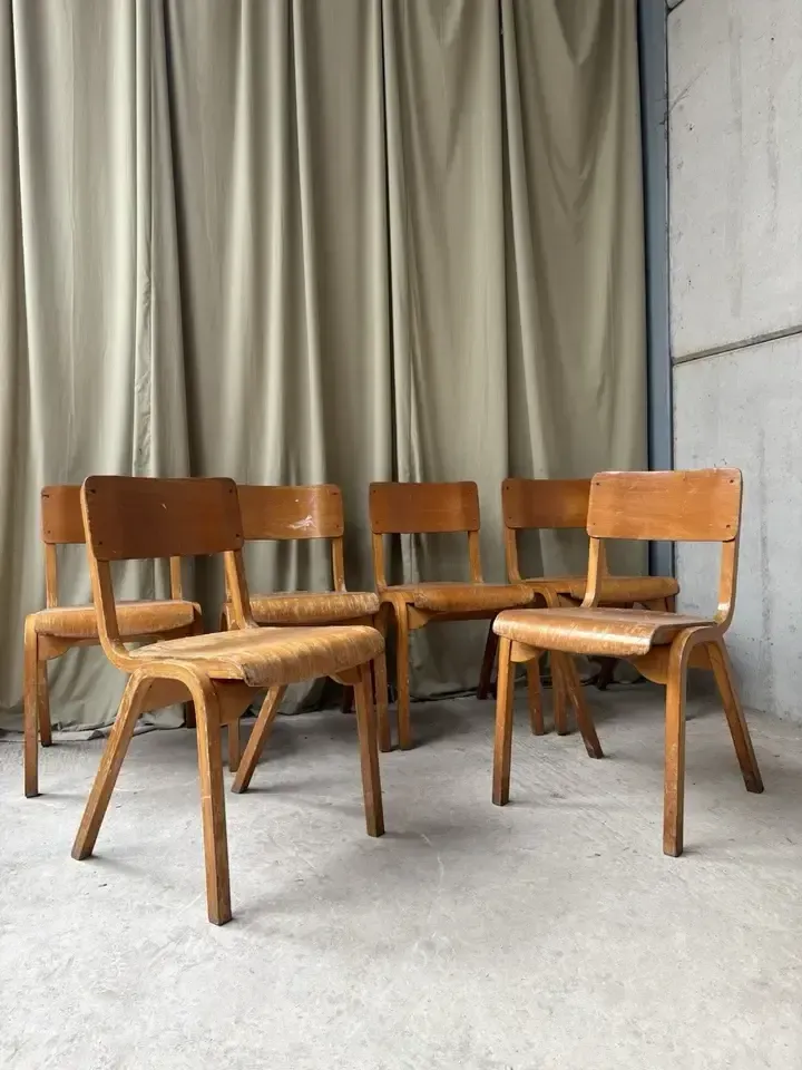 Vtg Mid Century Esavian Esa James Leonard Set Of 6 Stacking Dining Chairs R1204 photo furniture