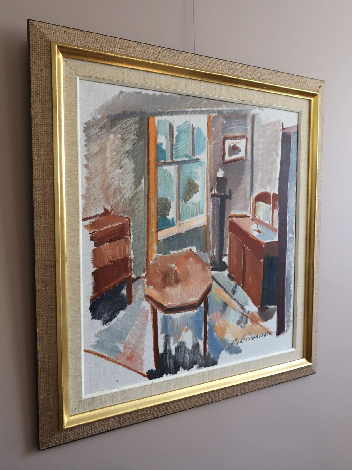 Sunlit Parlour Painting., Mid 20th Century photo for sale