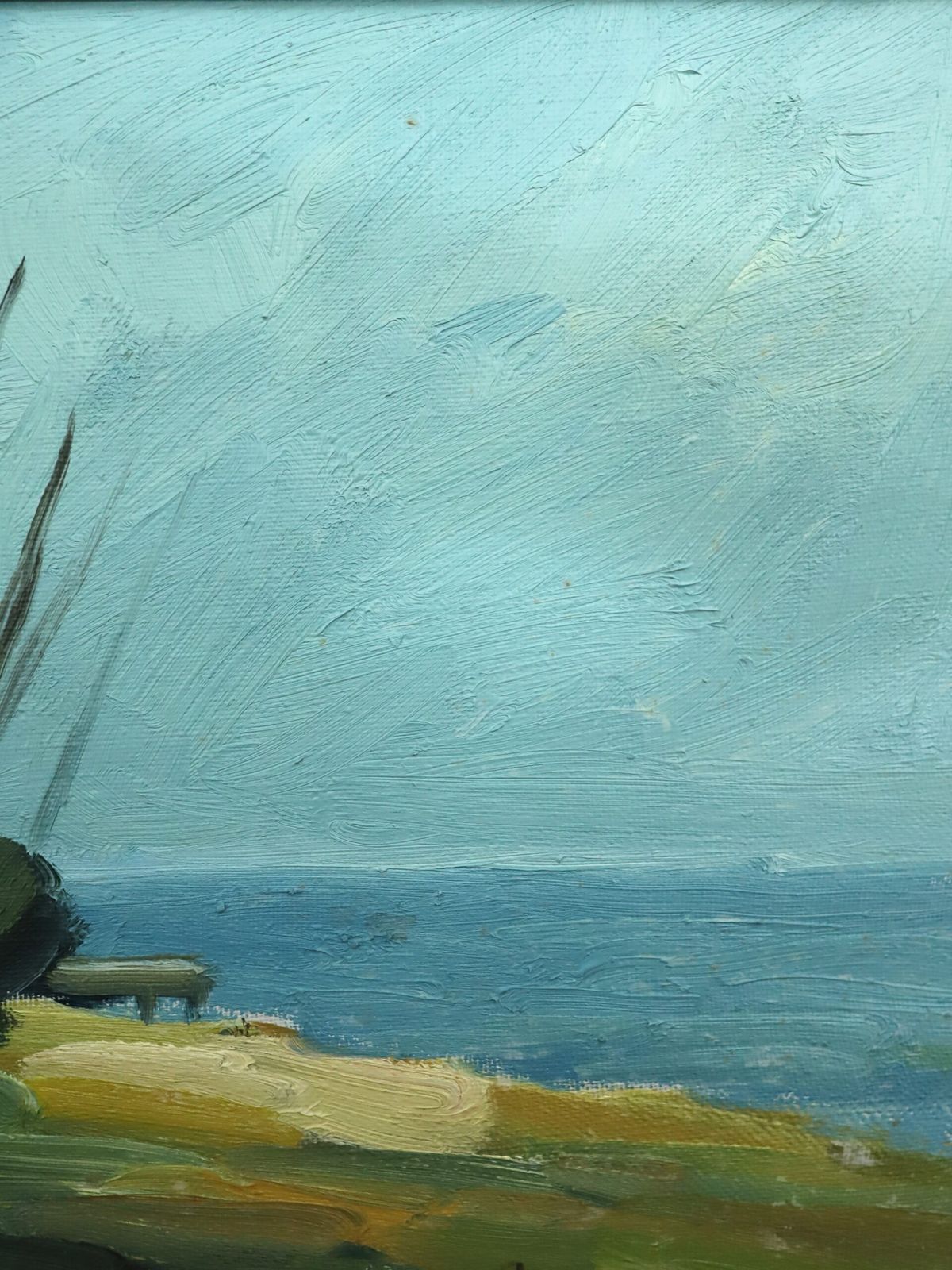 Red Cabin By The Shore Oil On Canvas. photo vinterior