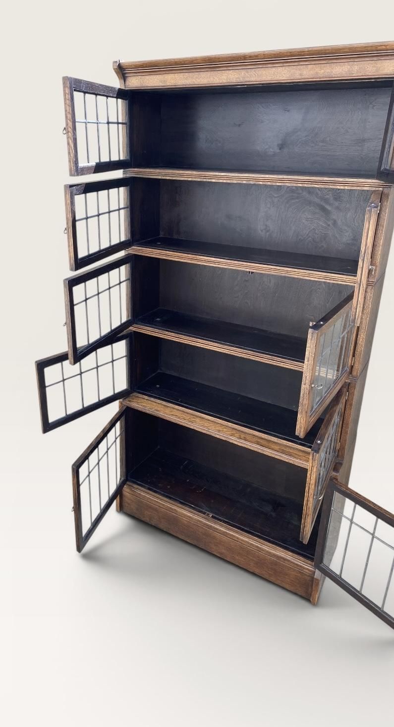 photo for sale Oxford Oak Sectional Leaded Glass Bookcase C.1920.