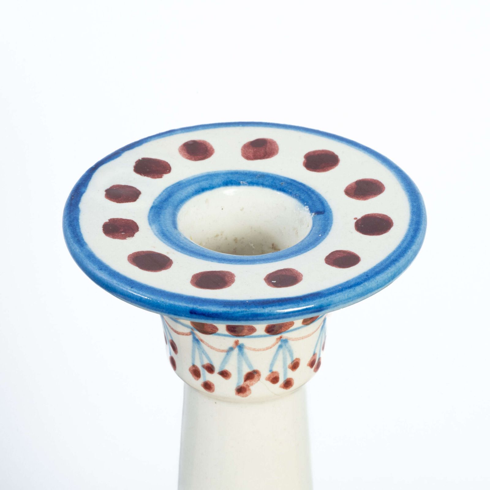 Pair Of Portuguese Hand Painted Ceramic Candlesticks. photo Home Decor