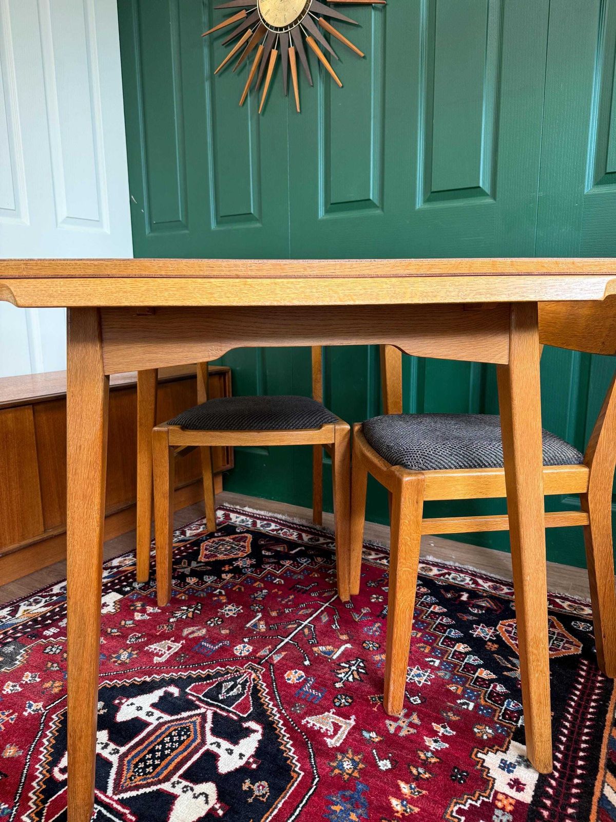 Mid Century Modern 1960s Oak G Plan E Gomme Brandon Extending Square To Rectangular Dining Table And Four Butterfly Chairs photo 425.0