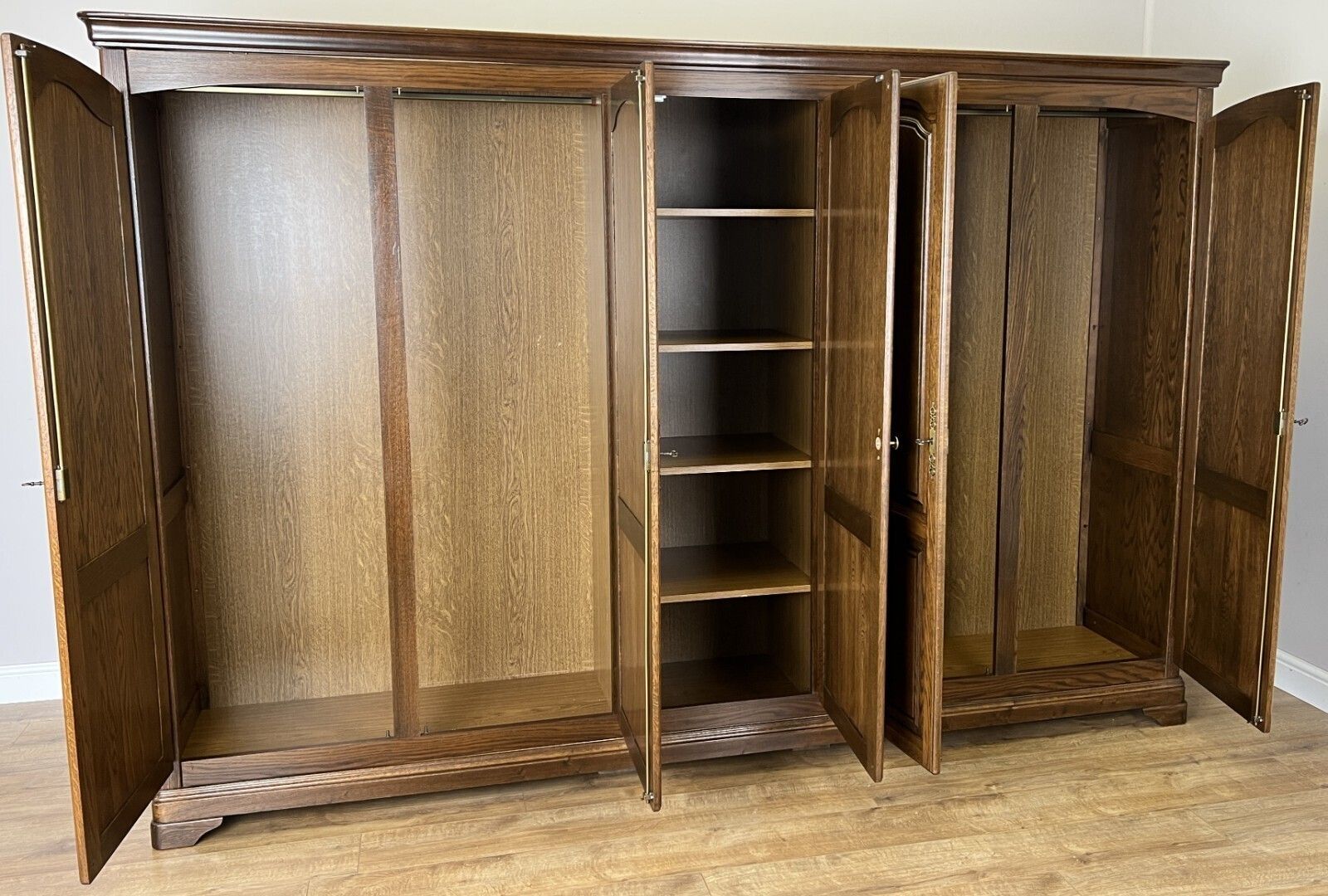 Furniture Wardrobe Vintage French Style Five Door Carved Armoire Cabinet Lot 6130 photo