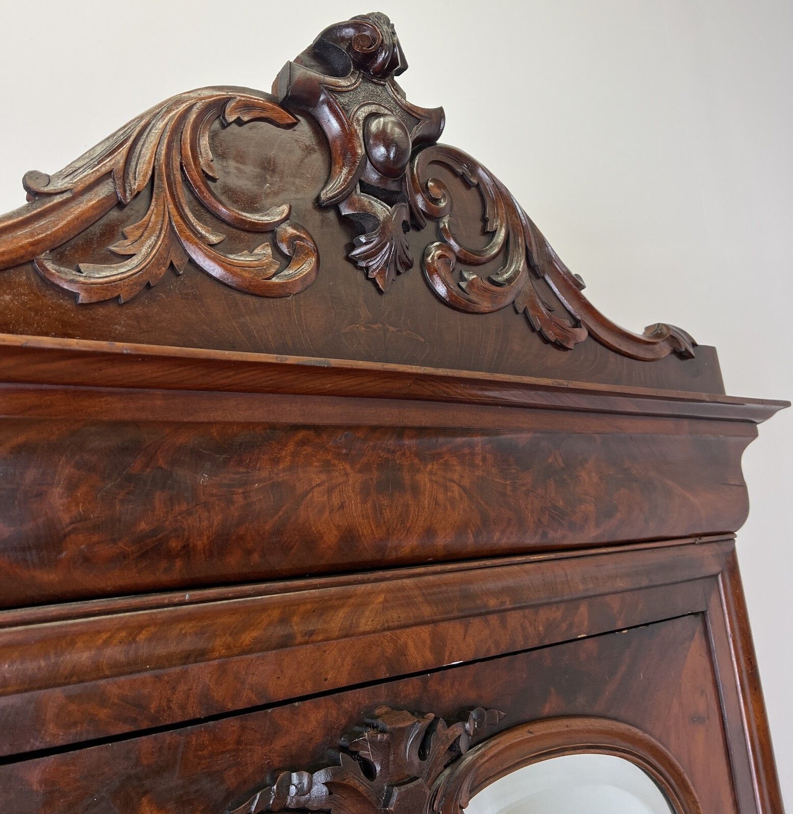 Wardrobe Antique French Style Mahogany Hidden Drawer Mirrored Armoire Lot 6148 photo 749.0