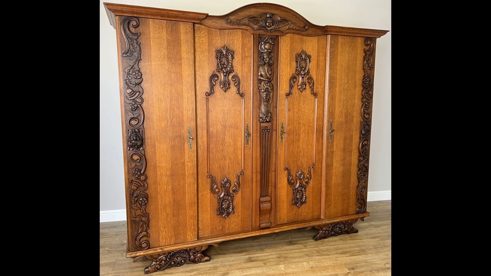 Wardrobe Vintage French Style Four Door Carved Armoire Cabinet Lot 6147 photo furniture