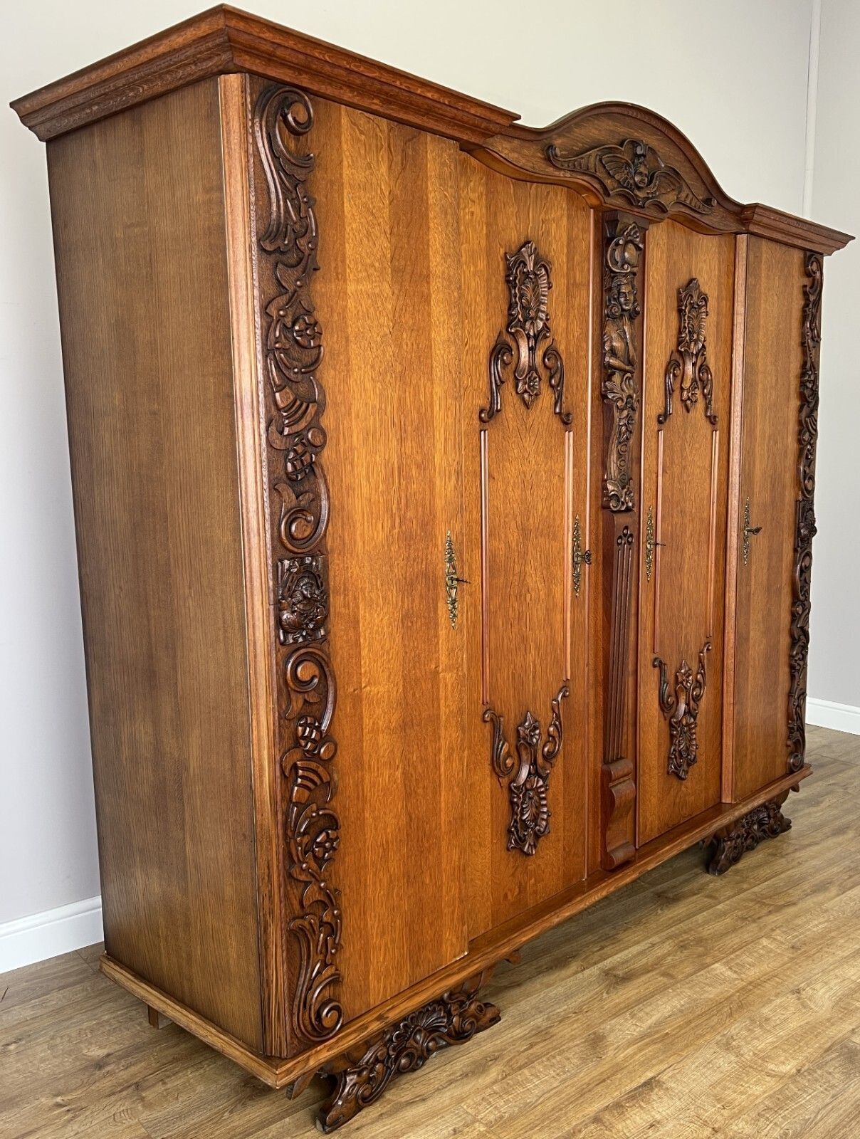 Wardrobe Vintage French Style Four Door Carved Armoire Cabinet Lot 6147 photo Furniture