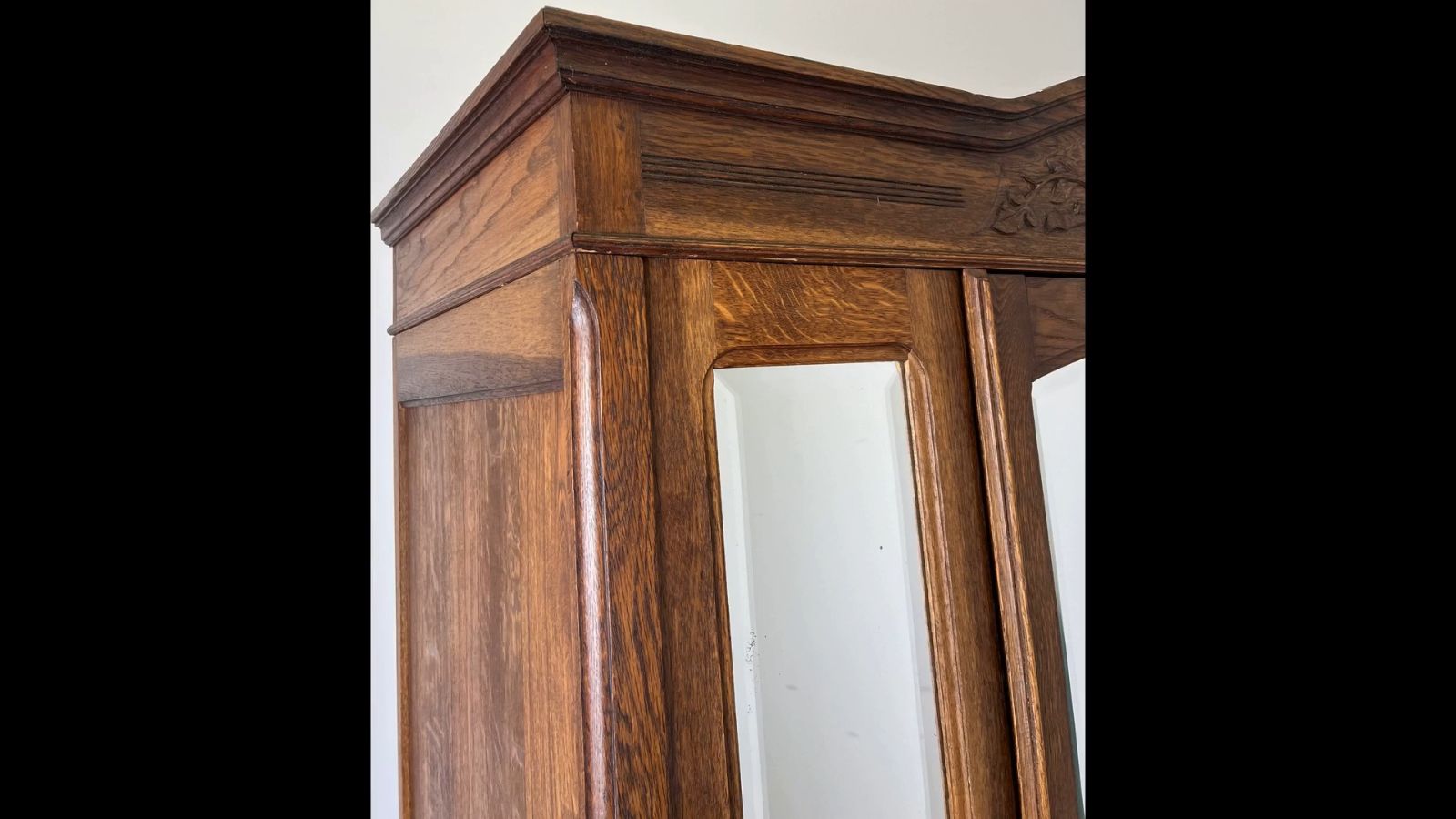 Wardrobe Antique French Oak Two Door Mirrored Carved Armoire Cabinet Lot 6144 photo furniture