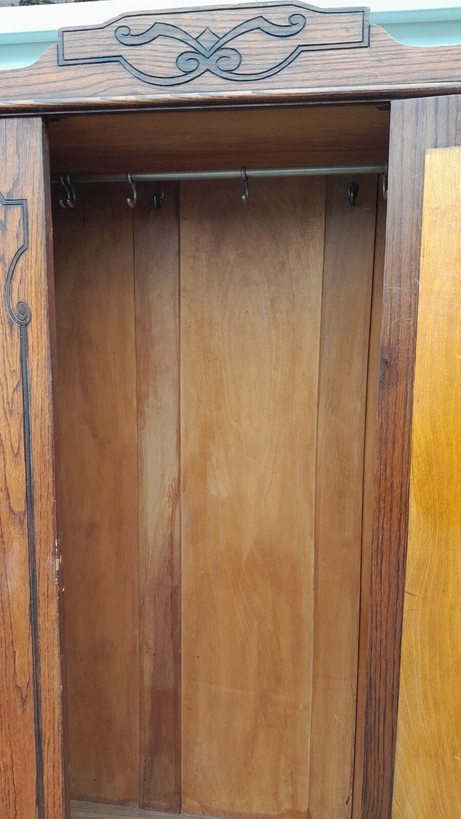 Antique Solid Oak 1940s Freestanding 1 Door Wardrobe With Drawer photo vintage