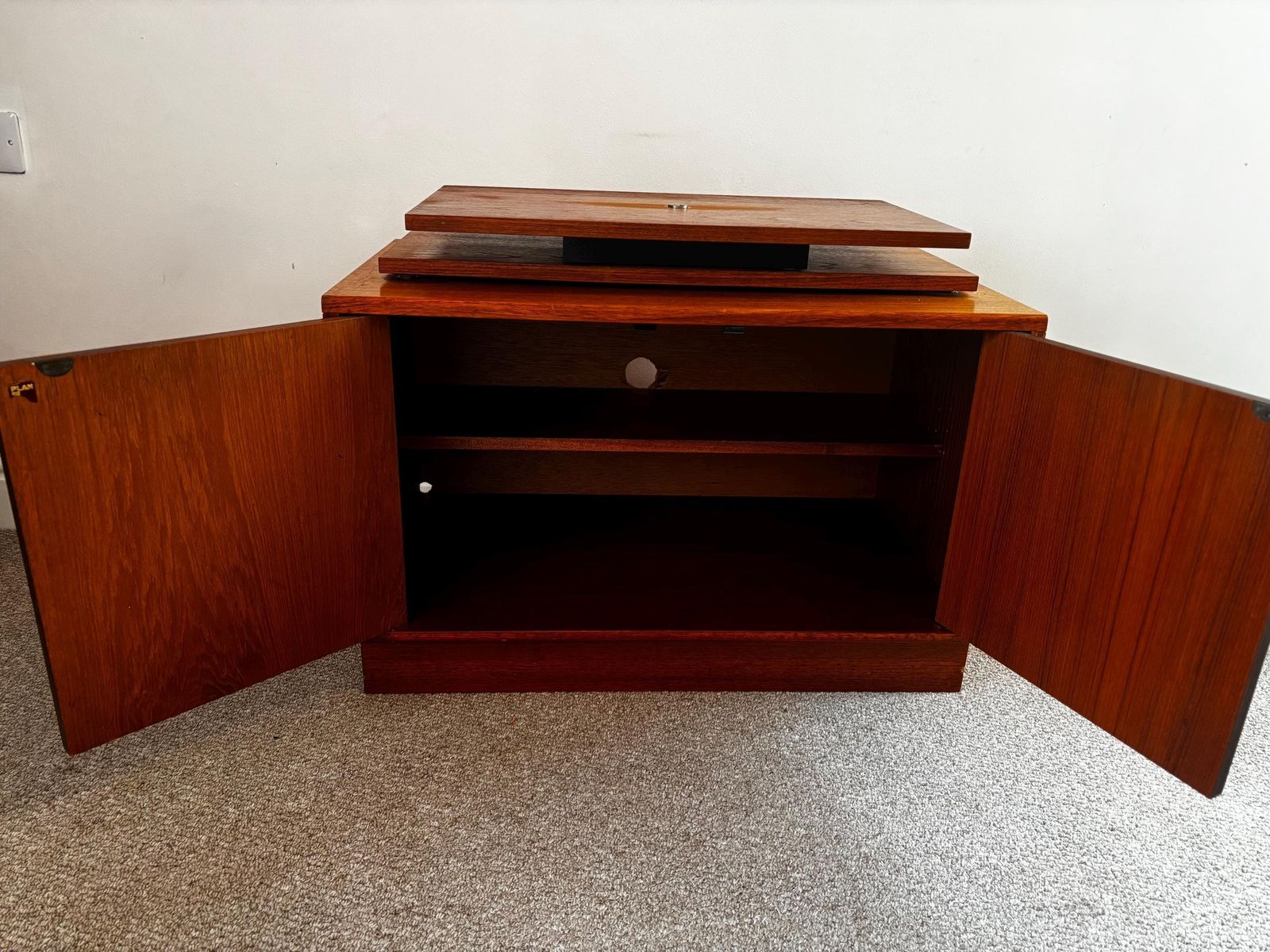 Mid Century G Plan Fresco Tv Stand Swivel Top Vinyl Storage Unit Teak photo furniture